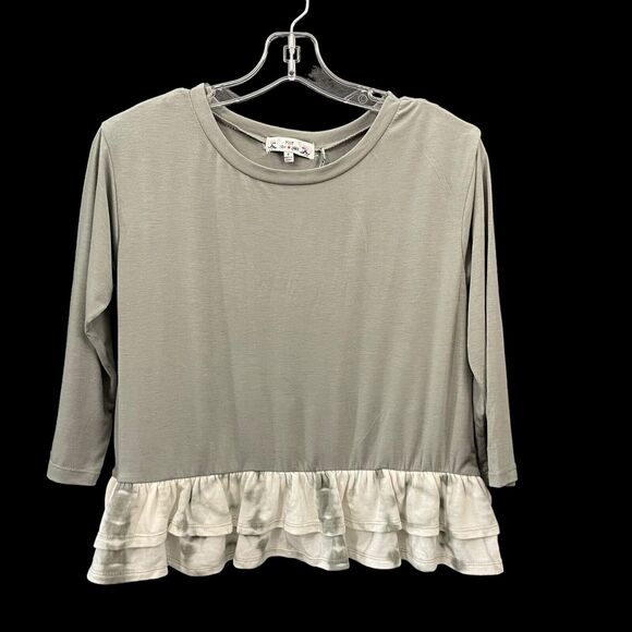 Poof New York Women Gray Top Ruffle Hem SZ/ S - Picture 1 of 10